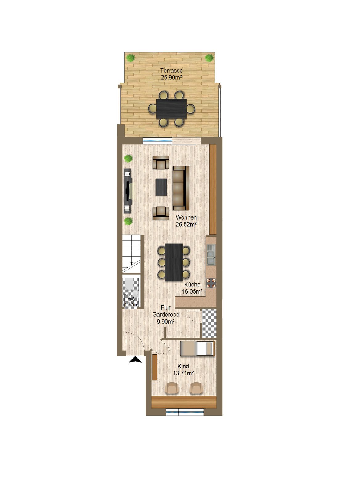 Grundriss Maisonette Erdgeschoss