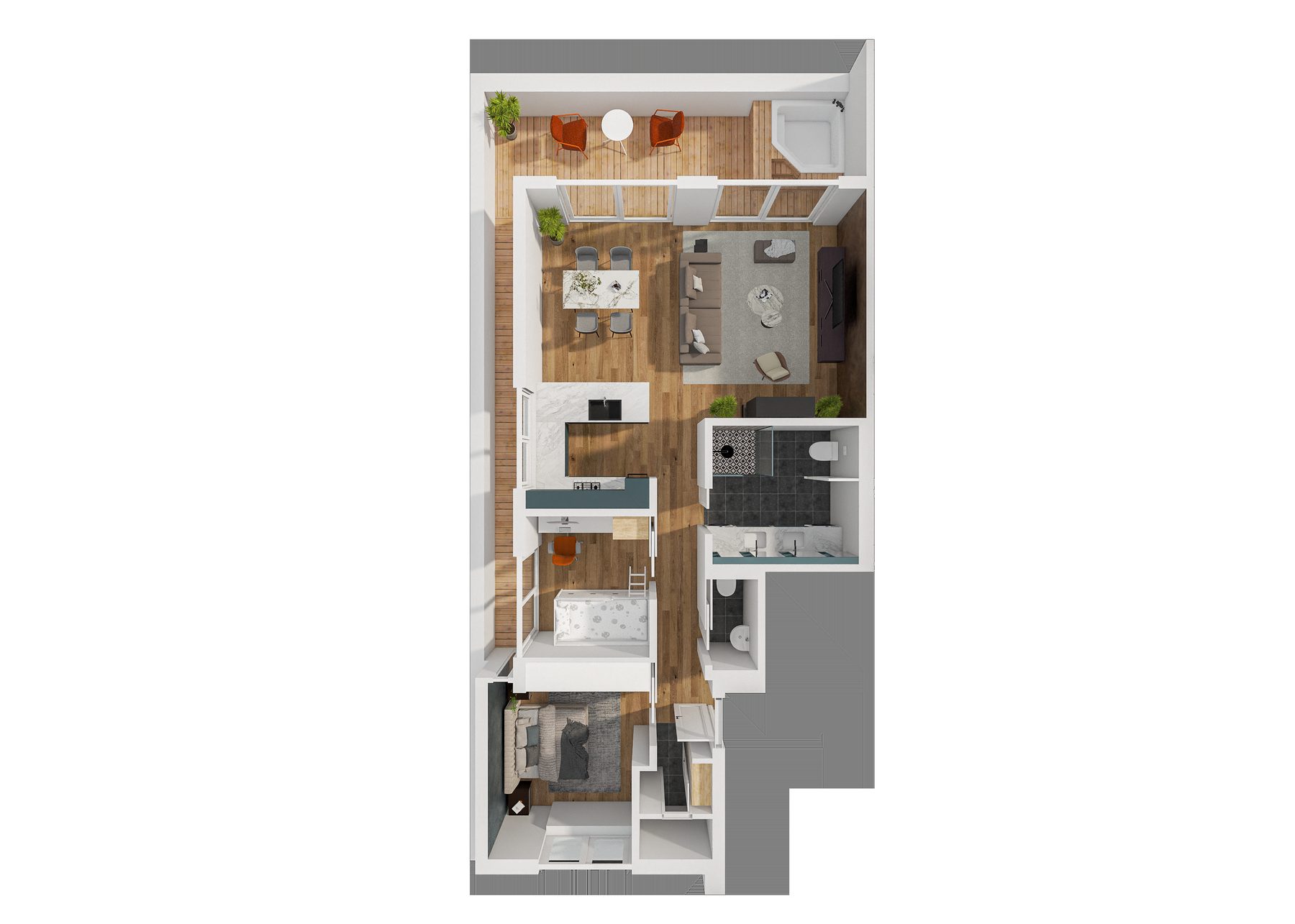 3D Ansicht Penthouse SIDE