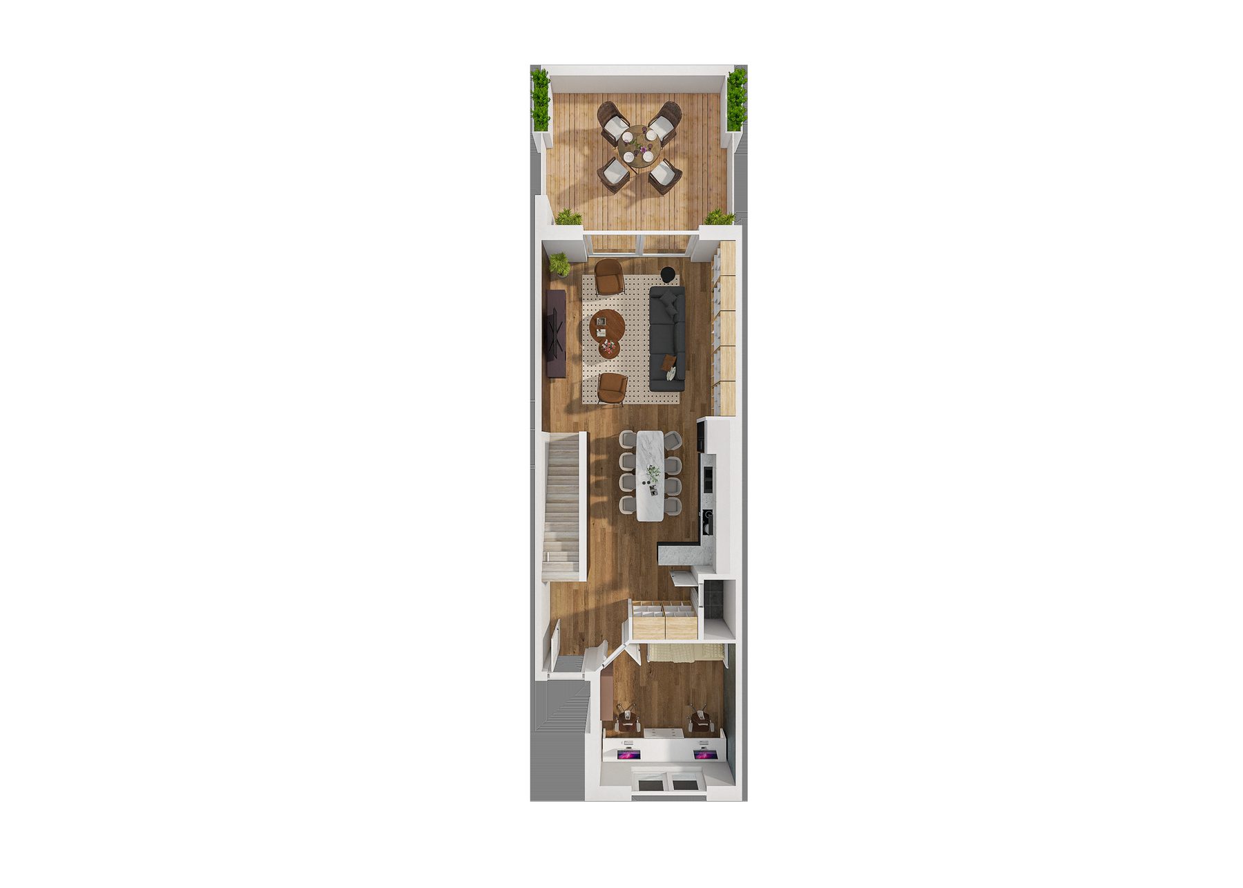 3D Ansicht Maisonette Erdgeschoss