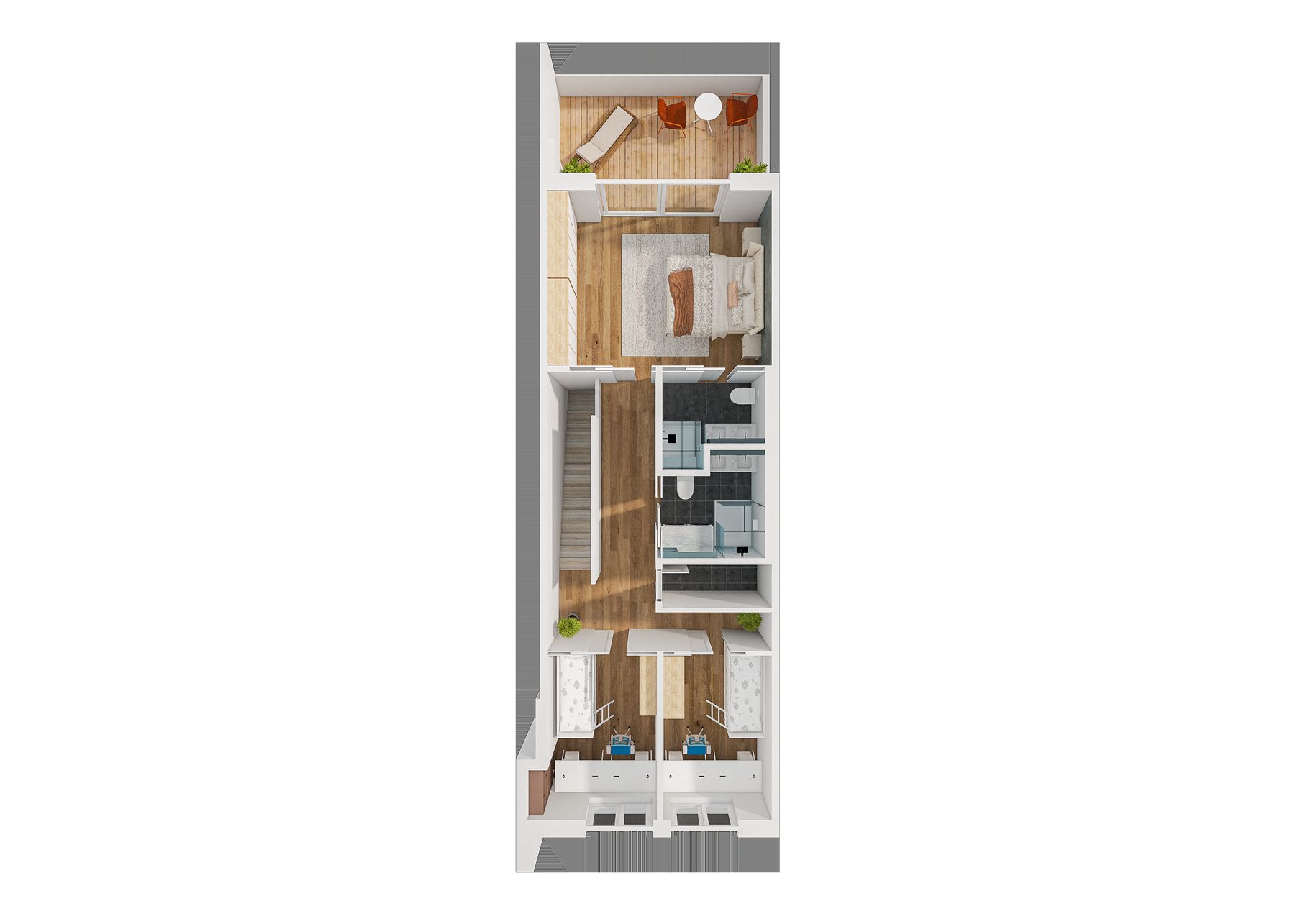 3D Ansicht Maisonette Obergeschoss